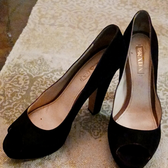 Prada Shoes - Authentic Suede Prada Heels.